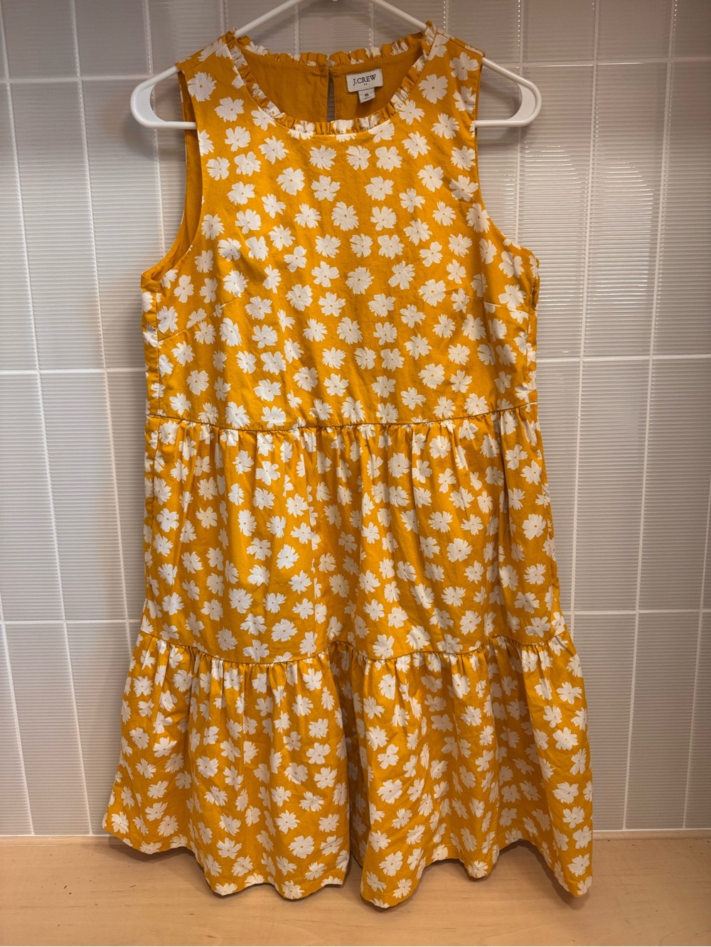 ☀️ J. Crew Women’s Yellow Floral Tiered SunDress size 6